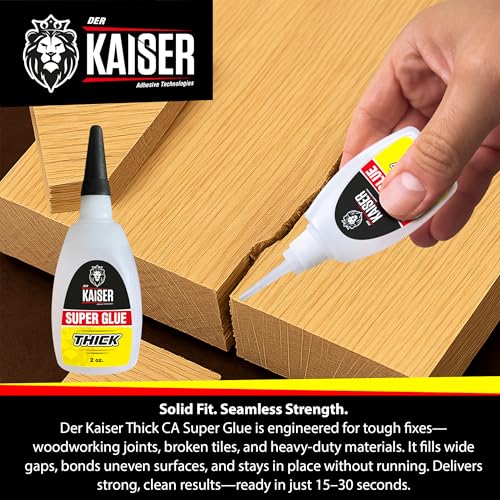 Thick Cyanoacrylate (CA) Super Glue – 2 Pack (2 x 2 oz Bottles) – Heavy-Duty Adhesive for Woodworking, Marble, and Repair Projects - size: 4 oz