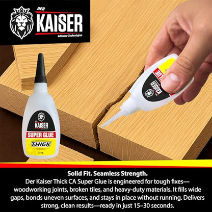 Thick Cyanoacrylate (CA) Super Glue – 2 Pack (2 x 2 oz Bottles) – Heavy-Duty Adhesive for Woodworking, Marble, and Repair Projects - size: 4 oz