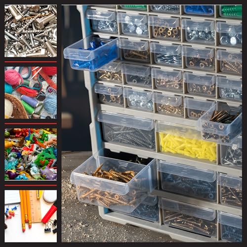 Stalwart 39-Drawer Plastic Small Parts Organizer - Desktop or Wall Storage Drawers for Organizing Hardware, Crafts, Garage, or Classroom (Black) - style: 39 Drawers
