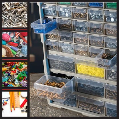 Stalwart 39-Drawer Plastic Small Parts Organizer - Desktop or Wall Storage Drawers for Organizing Hardware, Crafts, Garage, or Classroom (Black) - style: 39 Drawers