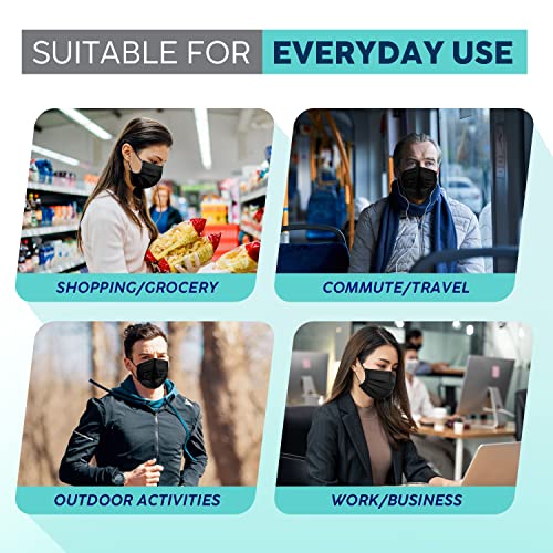 Hannah Linen Black Face Masks Disposable [50 PCS Value Pack] - 3 Ply Protection Safety Masks with Comfortable Nose Clip and Ear Loops