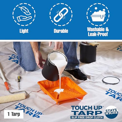 Touch Up Cup Painting Kit - Includes 6 Paint Storage Containers, 1 Painters Tarp, 1 Paint Roller Cleaner Tool, 6 Brush 'n Roller Keepers, As Seen On Shark Tank Products - style: 6Cup + 1Tarp + 1RollSave & 6BrRollKeep