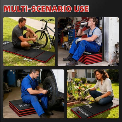 1.2" Thick Mechanic Mat for Working Under Car, 5 Fold Kneeling Pad for Work, Waterproof EVA Utility Mats Mechanic Floor Mat for Garage, Gardening, Camping, Home Gym, Knees Protection
