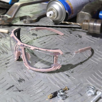 UKNOW Safety Glasses - Anti Fog Wraparound Lenses - Removable Foam Gasket - ANSI Z87.1 Protective Eyewear - Impact Resistant - color: Pink