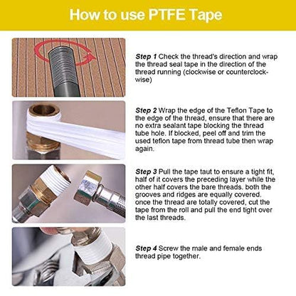 GCQ Teflon Tape, Thread Seal Tapes, PTFE Thread Seal Tape for Plumbers Sealant Tape for Leak Water Pipe Thread 3/4 inch x 790inch (10 Pack/White) - size: 3/4-790inch(10 Pack)