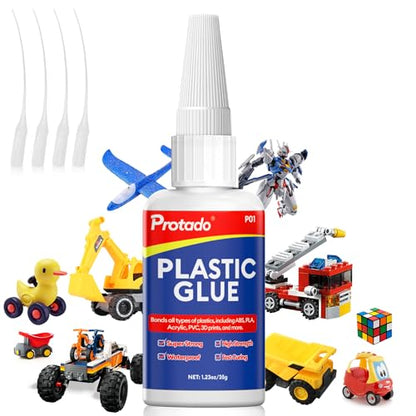 Plastic Glue, 35g Heavy Duty Super Strong Clear Glue, Waterproof Heat Resistant Adhesive for Plastic Bonding, Repair, ABS, PVC, PLA, 3D Printing, Acrylic, Nylon, Vinyl, Toys, Models, DIY Kits - style: Plastic Glue