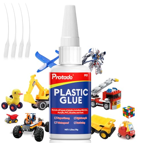 Plastic Glue, 35g Heavy Duty Super Strong Clear Glue, Waterproof Heat Resistant Adhesive for Plastic Bonding, Repair, ABS, PVC, PLA, 3D Printing, Acrylic, Nylon, Vinyl, Toys, Models, DIY Kits - style: Plastic Glue