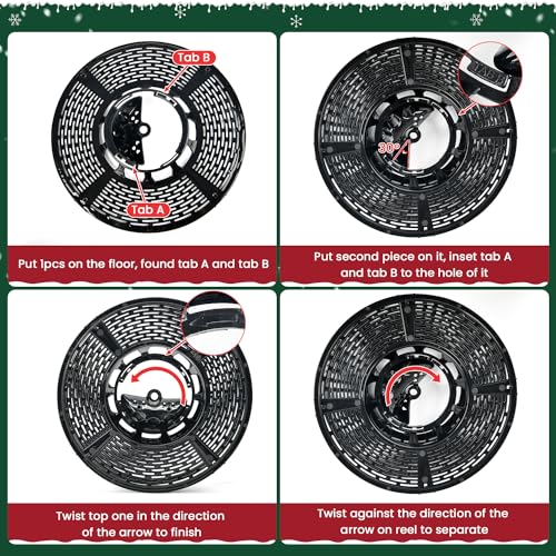 Keten Christmas Light Storage Bag, 600D Oxford Fabric Christmas Light Organizer with Reinforced Handles, 3 Reels Included to Hold 375ft Mini Christmas, Tree Lights & Extension Cords-Grey