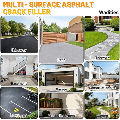 Asphalt Crack Filler, 8LB High Elasticity Cement Crack Filler, Self Leveling Waterproof Repair Sealant for Driveway, Walkway, Blacktop Concrete Joint, Outdoor Quick Drying Sealer - Black - style: 6pcs, 8LB
