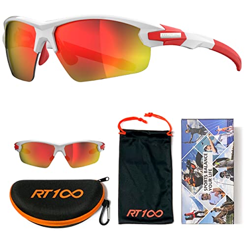 RIDE YOUR WAY Professional wrap around Frameless Cycling Sunglasses for Men and Women - color: Q5c White/Red