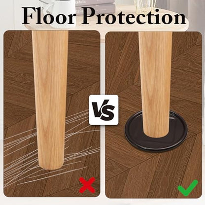 12Pcs Round Metal Felt Furniture Caster Cups, 4Inch Carpet-Bottom Furniture Sliders Non-Slip Wheel Savers, Floor Protectors Pads for Hardwood, Tile & Laminate Floors - size: Round,4"