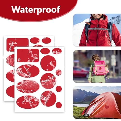 Down Jacket Patches Nylon Repair Tape Self-Adhesive Repair Patch | Pre-Cut, Waterproof Tear-Resistant Rip-Stop Nylon Fabric Patches to Fix Holes in Clothing, Sleeping Bags - color: Red