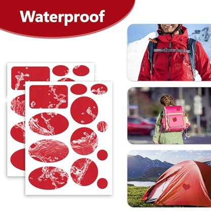 Down Jacket Patches Nylon Repair Tape Self-Adhesive Repair Patch | Pre-Cut, Waterproof Tear-Resistant Rip-Stop Nylon Fabric Patches to Fix Holes in Clothing, Sleeping Bags - color: Red