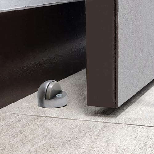 Commercial Residential Dome Floor Stop Door Stop, Metal Alloy, Floor Mount Door Stopper, Door and Wall Protection, Satin Chrome & Matt Black Finishes (Chrome, High) - size: High
