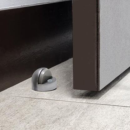 Commercial Residential Dome Floor Stop Door Stop, Metal Alloy, Floor Mount Door Stopper, Door and Wall Protection, Satin Chrome & Matt Black Finishes (Chrome, High) - size: High