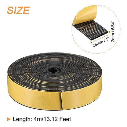 uxcell Weather Stripping 1" W x 5/64" T x 13ft L Adhesive Door Window Seal Strip Foam Seal Tape for Doors Window Insulation - size: 1"W x 5/64"T x 13ft L