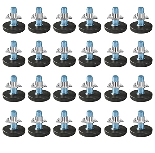 24 PCS M6 Thread Adjustable Furniture Levelers Screw in Threaded, Steel Screw Feet Leveling Legs Screw On w/T-Nuts Glide for Table, Chair, Furniture Leg (M6 Thread) - size: M6-24PCS-With Inserts