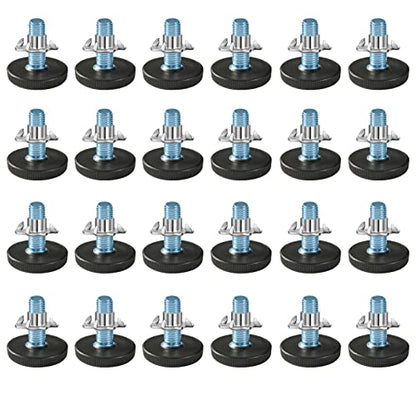 24 PCS M6 Thread Adjustable Furniture Levelers Screw in Threaded, Steel Screw Feet Leveling Legs Screw On w/T-Nuts Glide for Table, Chair, Furniture Leg (M6 Thread) - size: M6-24PCS-With Inserts