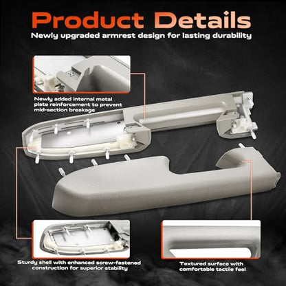 22818466 Door Panel Armrest, Front Left Driver Side Arm Rest Compatible with 2010-2014 Chevy Silverado & GMC Sierra 1500 2500HD 3500HD, Designed for Door Panel with Release Handle Below Armrest, Gray - color: Gray 22818466 Driver Side Armrest