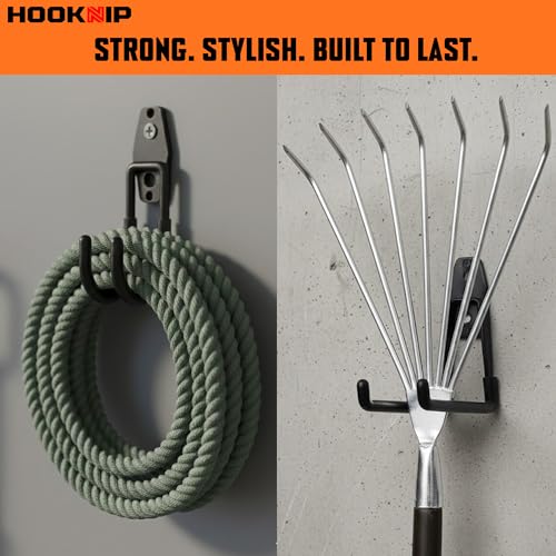 Pack 13 Garage Hooks Heavy Duty | Multi-Sized Wall-Mounted Tool Hangers with Anti-Rust PVC Coating | Heavy Duty Wall Hooks for Bikes, Ladders, Garden Tools, and More with Garage Wall Organizer