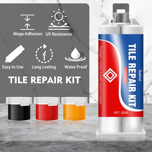 Tile Repair Kit - Color Match Porcelain Repair Paste for Bathtub, Sink, Ceramic, Marble, Granite, Quartz & Acrylic - Fixes Cracks, Chips, Holes, Scratches & Dents - Reattaches Missing Pieces - 3.4 oz