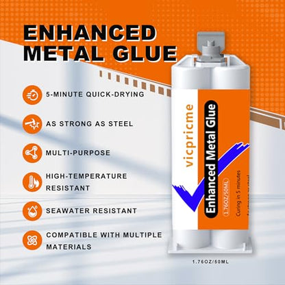 5-Minute Metal Glue - Heavy Duty Waterproof Epoxy Adhesive for Metal, Stainless Steel, Aluminum, Plastic, Wood, Ceramic. Quick Set, High Strength Repair Glue - size: 5Min 1pcs