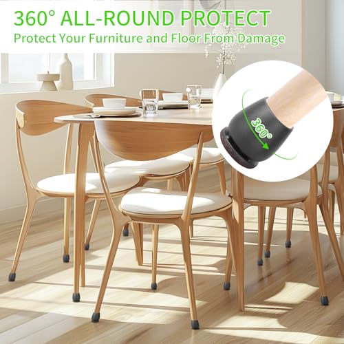 16PCS Round Silicone Chair Leg Floor Protectors for Hardwood Floors, Felt Furniture Pads Covers Table Chair Leg Caps, Large Chair Sliders for Wood Floors, Anti-Scratches & Noise(Black, Fit:1.1"-1.4") - size: L(Fit 1.1"-1.4") - Black