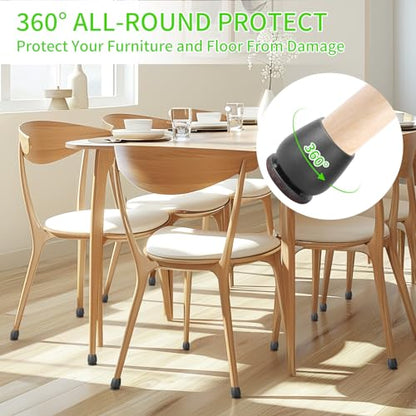 16PCS Round Silicone Chair Leg Floor Protectors for Hardwood Floors, Felt Furniture Pads Covers Table Chair Leg Caps, Large Chair Sliders for Wood Floors, Anti-Scratches & Noise(Black, Fit:1.1"-1.4") - size: L(Fit 1.1"-1.4") - Black