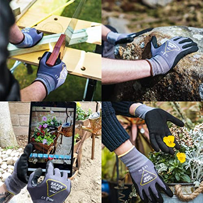 OPNBar Nitrile Coated Gloves with Grip, Touchscreen (2-Pack) Reinforced Thumb Crotch - SAFERGRIP Brand - size: Medium