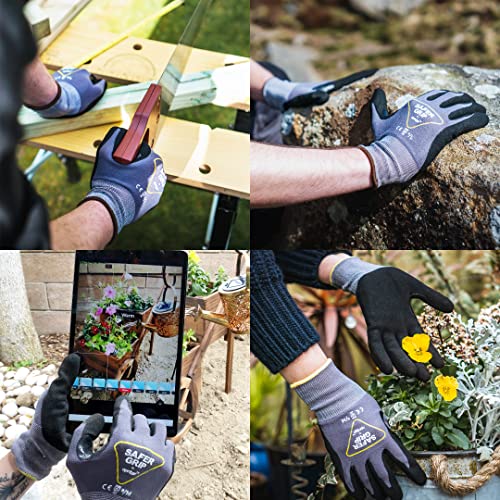 OPNBar Nitrile Coated Gloves with Grip, Touchscreen (2-Pack) Reinforced Thumb Crotch - SAFERGRIP Brand - size: Small