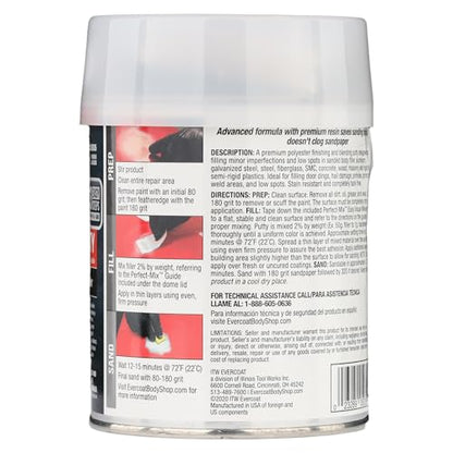 Evercoat Body Shop 105035 Pro-Grade Glazing Putty for Filling Minor Dings, Scratches and Low Spots in Aluminum, Fiberglass & More, Easy Mix Hardener Included 13 Fl Oz. - size: 13 Fl Oz., style: Glazing Putty
