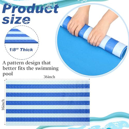 Drydiet Pool Step Mat Above Ground Ladder Mat, Swimming Protective Nonslip Step Pad with Texture, Pool Essentials Accessories for Floor Liners and Stairs, Blue and White Stripes (36 x 16 Inch) - size: 36 x 16 Inch