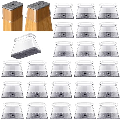 32 Pcs Rectangle Chair Leg Floor Protectors for Hardwood - Silicone Felt Furniture Pads, Scratch/Noise Reducing Covers, Large (Fit Perimeter 5" to 5-7/8") - color: Clear-32pcs, size: Rectangular Large