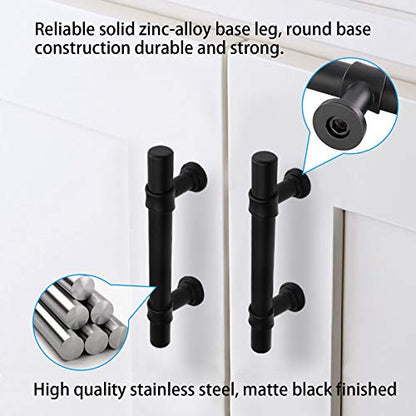 Goldenwarm 10 Pack Black Cabinet Pulls 3 Inch Drawer Pulls Black Cabinet Handles - LST18BK76 Kitchen Drawer Handles T Bar Hardware Kitchen Dresser Hardware for Cupboard Bathroom - color: Black, size: 3 in Hole Center (76mm)