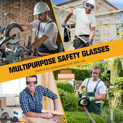 OXG 12 Pack Anti Fog Safety Glasses for Men, ANSI Z87.1 Safety Goggles Impact Scratch Resistant Eye Protection for Work - color: Clear With Straps