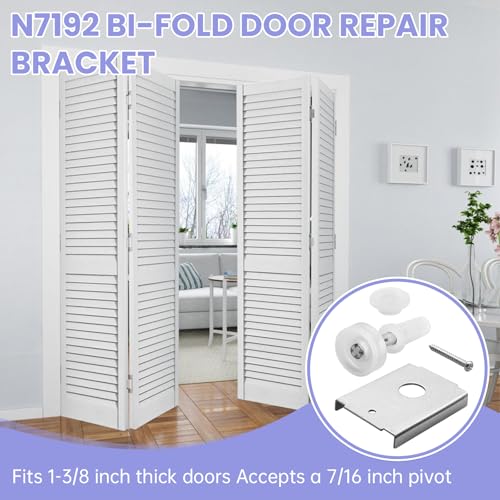 N 7192 Bi-fold Door Repair Bracket and N 7266 Bi-Fold Door Top Pivot and Guide Wheel, Bifold Closet Door Hardware Repair Part, Top or Bottom Mount
