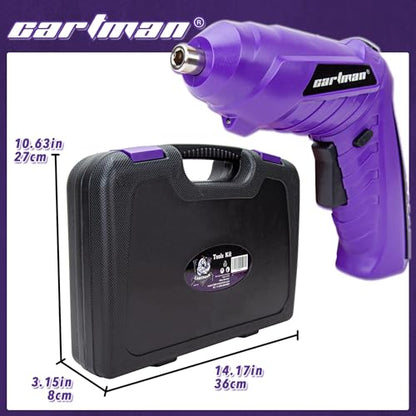 CARTMAN 149-piece Tool Set with Purple Cordless Screwdriver Essential Household Tool Box Hand Tool Kit - style: 149 PURPLE