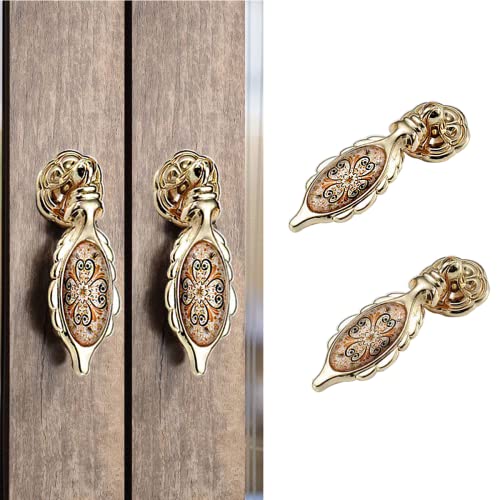 Drop Pendant Knobs Zinc Alloy Cabinet Pulls Furniture Knobs Floral Pattern Cupboard Handle Drawer Pulls Solid Metal Kitchen Hardware Handles for Cabinet Drawer Wardrobe (2pcs/Set) - color: Floral, size: Drop Pendant
