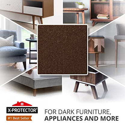 24 Heavy-Duty Felt Furniture Pads 1.5” 1/4” Thick X-Protector! Square Felt Pads for Furniture Feet - The Best Felt Floor Protectors for Furniture to Prevent Scratches. Protect Your Hard Floor! (Brown) - size: 1.5 Inch 24 Pcs Square Brown