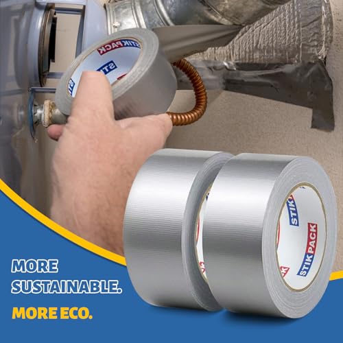 2 Pack Duct Tape Heavy Duty, Silver Tape 2 Inches x 30 Yards, 8.27 mil, Strong Industrial Strength, Flexible, No Residue, Waterproof and Tear by Hand, Multi-Use for Indoor & Outdoor Repairs - color: Silver