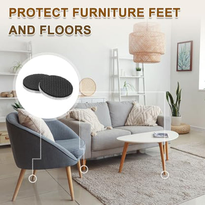 uxcell 30 Pcs Felt & EVA Furniture Pads, 1 3/8" (35mm) Round Furniture Feet Wood Floor Protectors Self Adhesive for Protecting Hardwood Floors, Table Legs and Chair Legs, Gray+Black - size: 3/4"