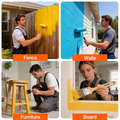 13 Pcs Paint Tray Set, Paint Brush, Paint Tray, 9" & 4" Paint Roller Covers and Wire Roller Frame, Can Opener, House Painting Supplies for Indoor and Outdoor Painting Walls, Ceilings, Trim - color: 13 Pack, 9" Paint Trays