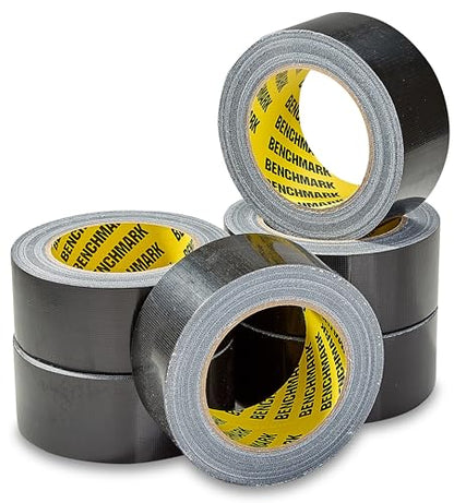 6 Pack - Black Duct Tape (2 in x 90 ft/Roll); Total of 540 Feet (180 Yards); Heavy Duty; Tear by Hand Design; No Residue; Strong Yet Flexible; Great for Repairs of All Kinds; Duck Tape; Bulk Pack - color: Black