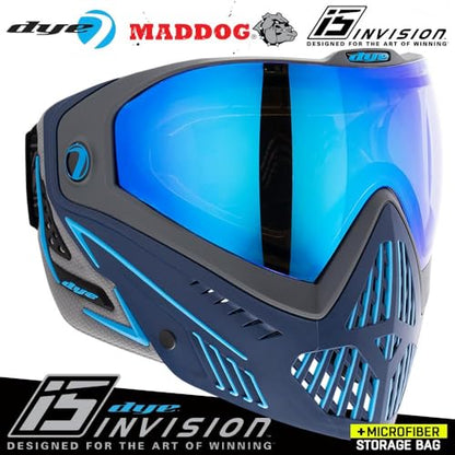 Maddog Dye i5 Thermal Anti-Fog Paintball Airsoft Mask Goggle System Combo with Microfiber Bag | Safety Certified Protection - color: Raiseup