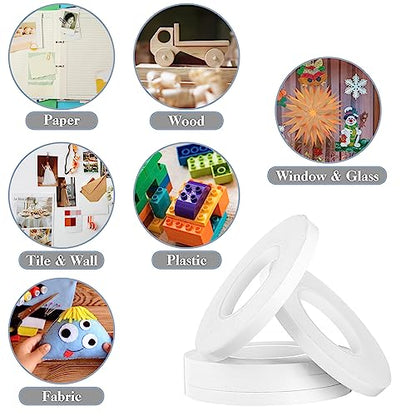 Kesote 5 Rolls Double Sided Tape for Crafts Scrapbooking Card Making, 1/4" Thin Double Sided Adhesive Tape Roll - size: 1/4 in