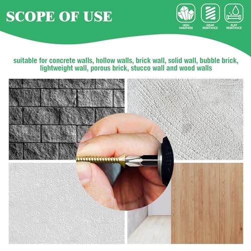 180Pcs / 90 Sets 4 Size Steel Wall Anchor with Screws, 5x30mm, 6x32mm, 8x38mm, 10x60mm Heavy Duty Loose Hinge Hole Repair Kit for Concrete, Hollow and Wooden Wall