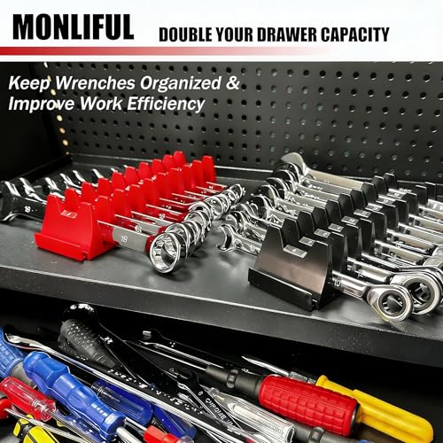 60 pcs Magnetic Modular Wrench Organizer Wrench Holder - Wrenchs Tool Organizers for Tool Drawer Storage, Wrenchs Rack with Metric SAE Labels, Tool Storage Set Holder Festival for Mechanics - style: 60 PCS