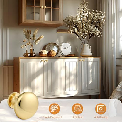 Probrico (5 Pack Gold Cabinet Knobs Round Drawer Handles 1-3/16 inch(29.5mm) Diameter Single Hole Cabinet Pulls Kitchen Cabinet Hardware - color: Gold