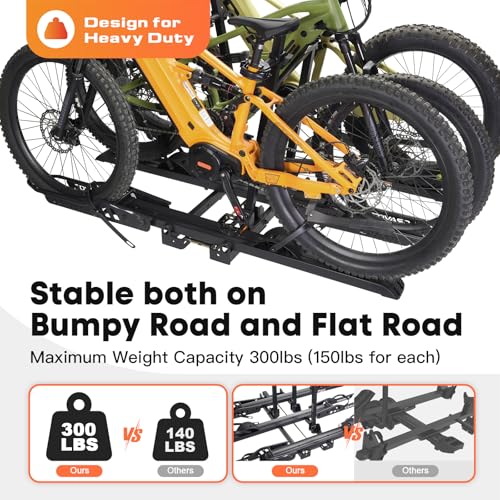 CRAVOT CyberRack S3 Ebike Rack, 300 lbs Capacity Foldable Bike Racks for Tow Hitch Heavy Electric Bike Carrier for 3 E-Bike, Up to 5-inch Fat Tire 2'' Receiver - style: S3-300lbs