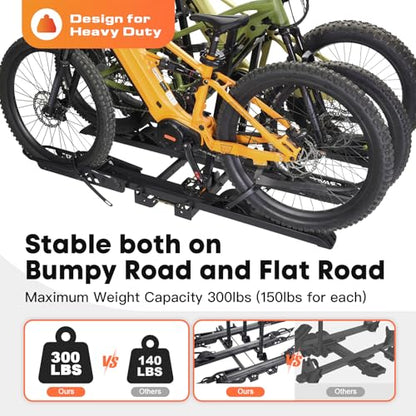 CRAVOT CyberRack S3 Ebike Rack, 300 lbs Capacity Foldable Bike Racks for Tow Hitch Heavy Electric Bike Carrier for 3 E-Bike, Up to 5-inch Fat Tire 2'' Receiver - style: S3-300lbs